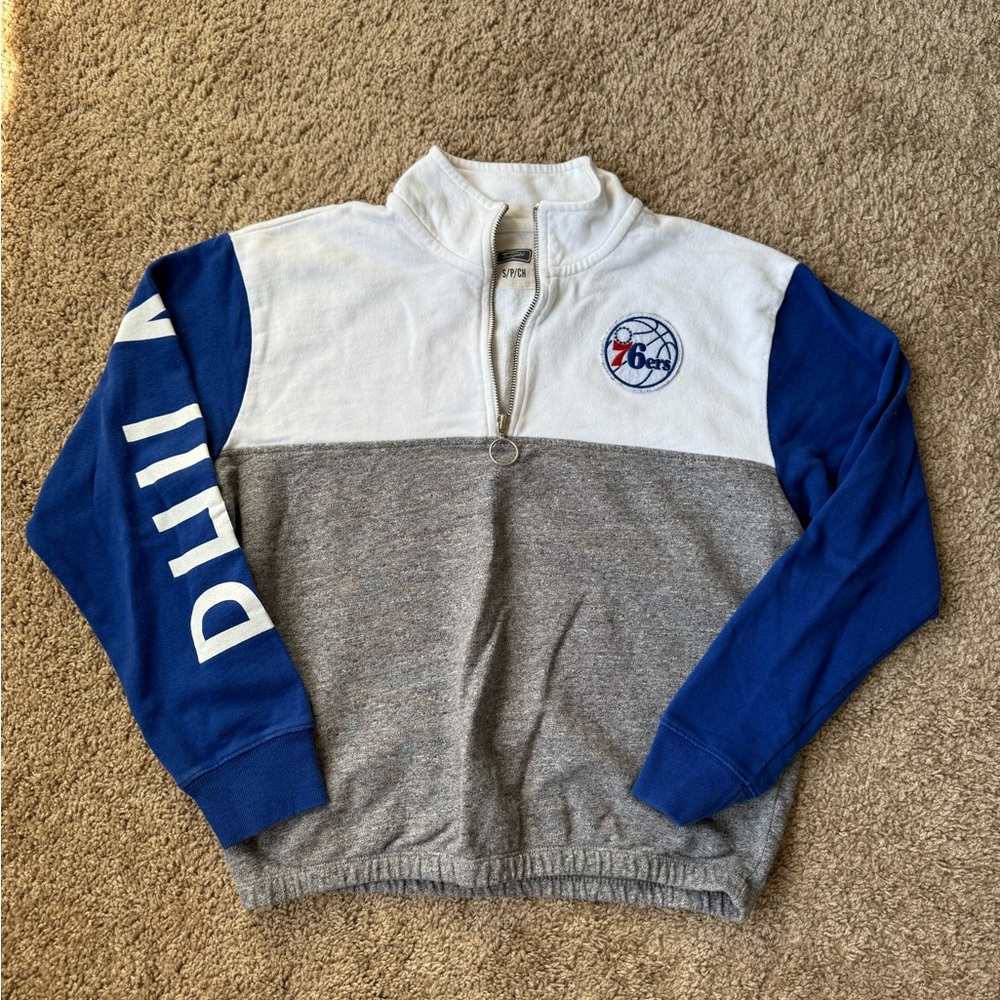 Women’s NBA Philadelphia 76ers Sixers Basketball Quarter-Zip Sweatshirt Small